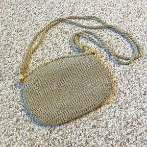 Vintage Rodo Italy Small Gold Purse Shoulder Bag Mesh Quiet Luxury Formal Strap
